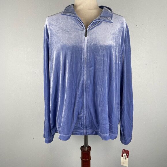 NWT JM Collection Pastel Velor Full Zip Jacket Size XL - Picture 1 of 8
